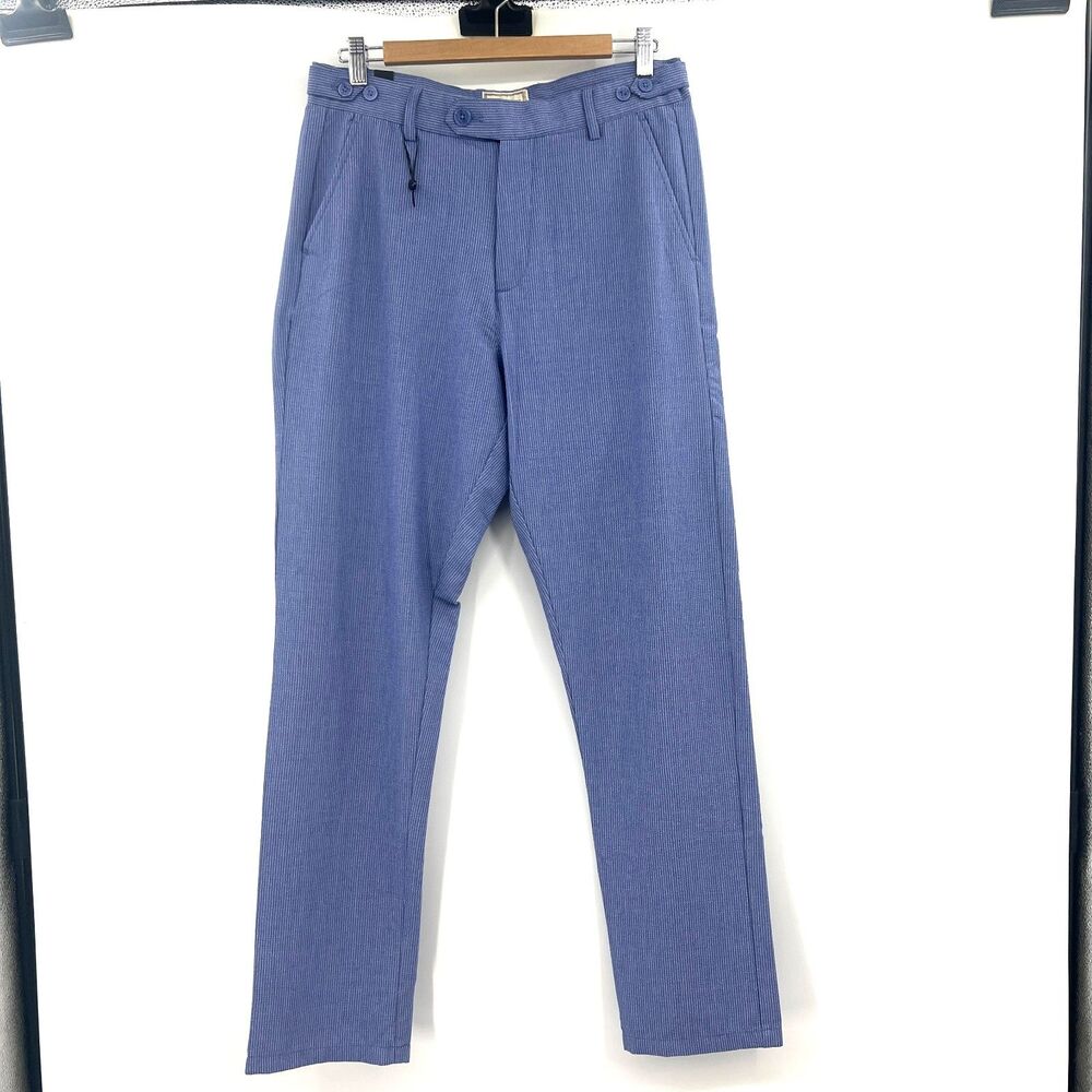 Rare Rabbit Horon Mens Blue Seersucker Striped Chino Pants Size 32 NWT